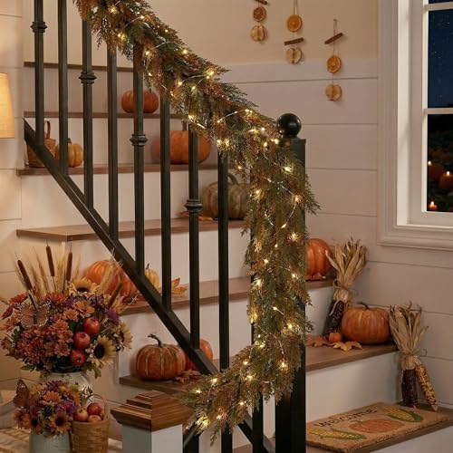 Valery Madelyn 9ft Artificial Norfolk Pine Fall Garland for Mantle - Image 6