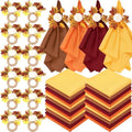 LemonRoad 36 Pcs Cloth Napkins and Napkin Ring Holders, Reusable Fabric for Table Decor Banquet Holiday Dinner Party Supply (Orange, Burgundy, Gold, Coffee, White,Fall) by Unknown