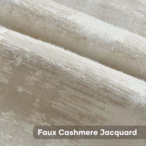 FUTEI Pack of 2 Faux Cashmere Throw Pillow Covers 12x20 Inch,Beige White - Image 2