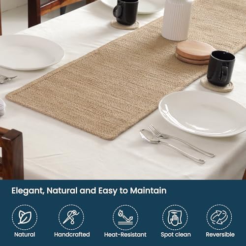 EL Handmade Jute Table Runner Reversible 72 Inches (14x72) - Image 2