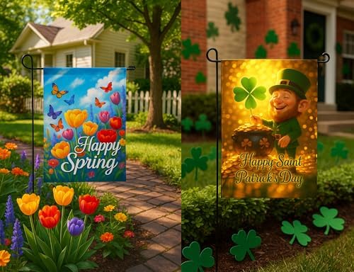Premium 12 Pack Seasonal Garden Flags Set 12x18 Inch Double Sided, Burlap Outdoor Yard Flags for Spring, Summer, Fall, Winter, Easter, Mother’s Day, Valentine’s, St. Patrick’s, 4th of July, Halloween, Thanksgiving, Christmas - Image 6