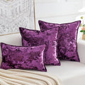 Premium Series, Crushed Velvet Throw Pillow Covers, Luxury Thick Cushion Cases for Home Decor, Eggplant Purple, 18x18 Inch, Covers Only by HERAYLI