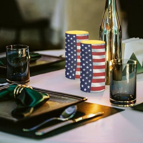 Flameless Candles LED American Flag Decorative Candles Butterfly Print Battery Operated Ornage Flickering Candles with 18-Key Remote Timer Pillar for Home Living Room Party Table Decorations - Image 5