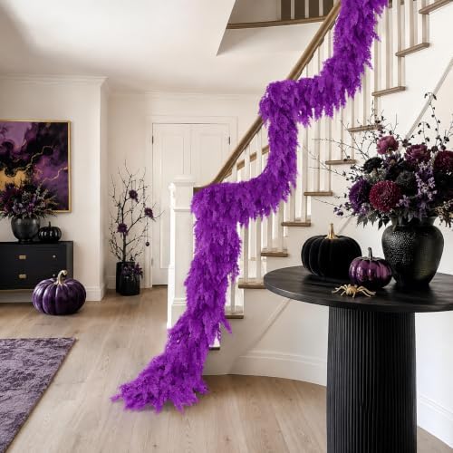 9Ft Halloween Cedar Garland,Purple Real Touch Soft Christmas Decorations - Image 5