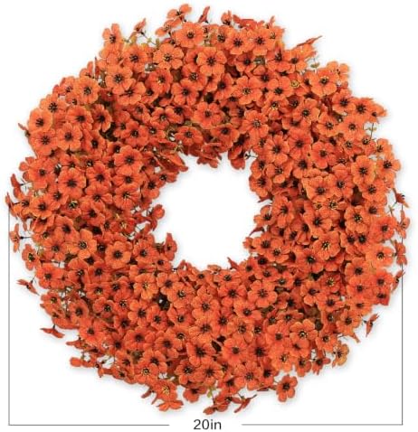 20 Inch Fall Wreaths for Front Door, Autumn Floral Outdoor Wreath - Image 6