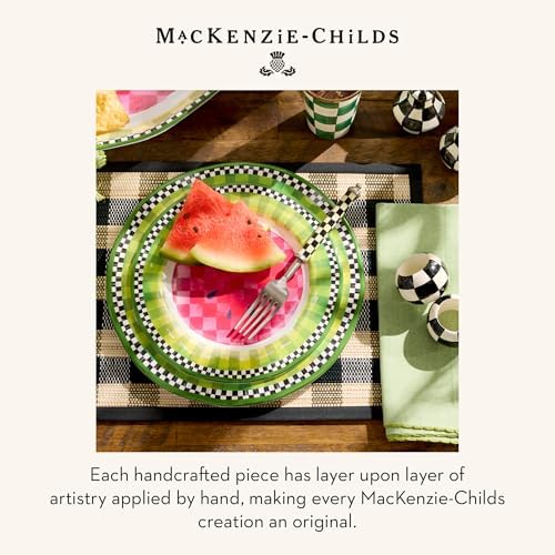 MACKENZIE-CHILDS Wood Napkin Ring Set, Black-and-White Courtly Check - Image 6