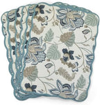 Botanical Blues Luxury Handcrafted Placemats (Reversible) Cotton Quilted Fabric Machine Washable – Set of 6 – Elegant Home Decor – 14 x 19 inches – Bloom Collection - Image 2