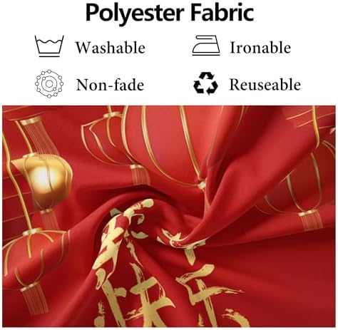 8x6ft Fabric Chinese New Year Backdrop Red Lanterns Lunar Year Background Traditional Chinese Character Backdrops for China New Year Party Decorations Photoshoot Props - Image 5