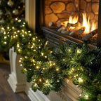 TW SHINE 30 FT Pre-Lit Christmas Garland Decorations, 100 LED Lighted Artificial Pine Garlands with 8 Modes, Green Garland for Indoor Outdoor Door Home Stairs Holiday Decor, Warm White - Image 5