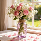 6 Pack Mason Jar Vases for Centerpieces, Purple Glass Flower Vase - Image 3