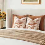 Foindtower Set of 2 Linen Floral Throw Pillow Covers Vintage Accent Print Decorative Cozy Cushion Covers Farmhouse Boho Home Decor for Sofa Chair Couch Bedroom Living Room,24×24 Inch,Autumn Orange - Image 7