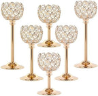 Crystal Candle Holders 2 Set of 6 - Gold Vintage Hollow Ball Candle Stand for Table Centerpiece, Crystal Metal Tealight Candlestick for Wedding, Dining Room Decor by Unknown