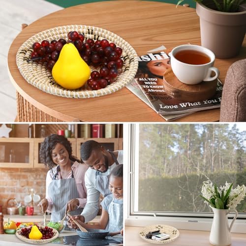 uxcell 3pcs Bohemian Wall Basket Decor Set Hanging Woven Wall Basket - Image 3