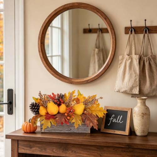 9" Artificial Fall Centerpiece with Golden Pears, Pinecones, Maple Leaves - Image 5