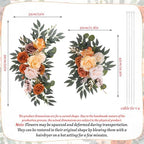 2 Pcs Fall Arch Flowers Swag Burnt Orange Rust Rose Garland Decor - Image 7