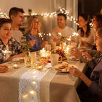 Xinnun 12 Pcs Burlap Table Runners with Lights Lace, 12 x 108 in, Flower - Image 4
