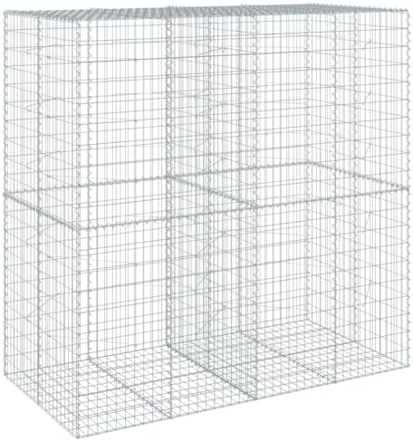 vidaXL Gabion Basket with Cover 78.7"x39.4"x78.7" Galvanized Iron - Image 7