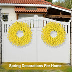 26 Inch Spring Wreaths for Front Door Large Easter Valentines Forsythia Floral Summer Spring Door Wreaths Outdoor All Season Spring Decorations for Home Porch Room Window Wall Farmhouse Decor (Yellow) - Image 6