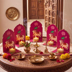 DoubleFill 24 Pack Indian Decorations for Pooja Candle Holder, Kamdhenu Cow by DoubleFill