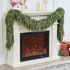 12FT Real Touch Christmas Cedar Garland with Lights, Extra Full Greenery Garland with 1500 Cypress Pine, Artificial Green Garland for Mantle Fireplace Table Stairs Door Porch, Indoor Outdoor Decor - Image 6