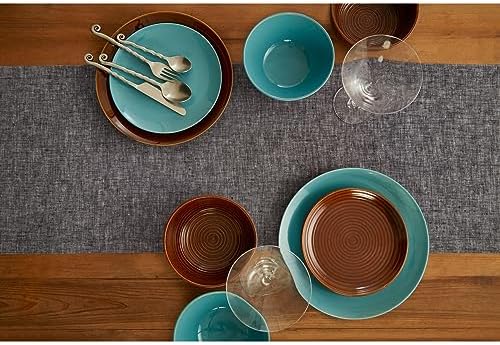 Solino Home 100% Pure Linen Table Runner Black Long, Athena 14 x 132 in - Image 3
