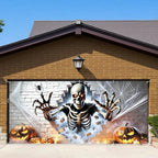 7x16FT Skeleton Break Wall Halloween Garage Door Banner Skeleton Pumpkin Spider Happy Hallowen Garage Door Cover Decoration for Hallowen Decoration - Image 5