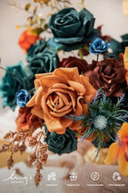Ling's moment Artificial Wedding Fall Flowers Deluxe Combo, Teal & Orange - Image 3