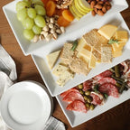 Gibson Home Gracious Dining Dinnerware, 3-Tier Rectangle Plate Serving Set with Gold Metal Stand, White - Image 3