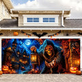 Halloween Garage Door Banner 7x16ft, Gothic Grim Reaper with Lantern by LEIWEIHOPE