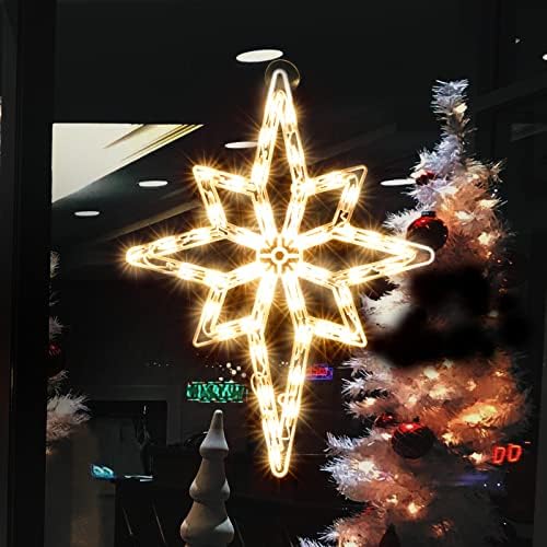 Christmas Window Silhouette Lights, Lighted Star of Bethlehem Double Sided Decorations with 50 Count Incandescent Mini Light, for Holiday Indoor Wall Door Glass Decor by JUSTPRO