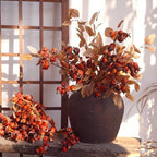 Wavwavw 6 Pcs Artificial Fall Rose Hip Stem 21" Faux Dried Berry Branch - Image 2