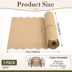 Jecery 6 Pack Scalloped Burlap Table Runners, 12 x 72 Inch - Image 2