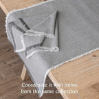 Over&Back 18x90 Woven Frayed Chambray Cotton Table Runner - Washable Table Runners for a Custom Home Decor Tablescape - Hand-Finished Frayed Edges - Coffee Table, Dinner Table, Living Room - Grey - Image 3