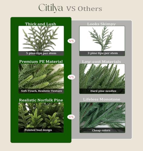 24Pcs 18" Christmas Norfolk Pine Stems, Soft Touch Branches Greenery Picks - Image 5