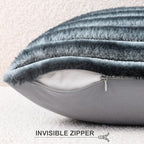 Pallene Faux Fur Decorative Throw Pillow Covers 24x24 Set of 2, Ombre Blue - Image 3