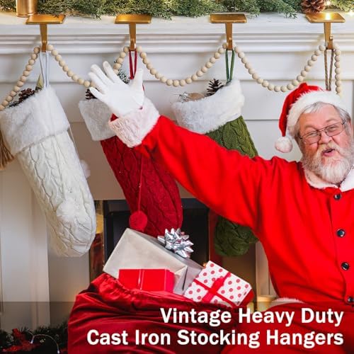 Tandefio 8 Pcs Christmas Stocking Holders for Mantle, Brass - Image 6