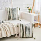 Chenille Striped Textured Boho Throw Pillow Covers 18x18 Set of 1 - Image 2