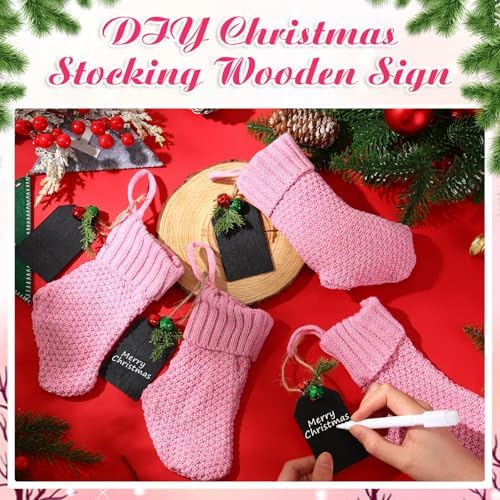 Zubebe 12 Pcs Christmas Mini Stockings Knitted Stocking, Pink - Image 5