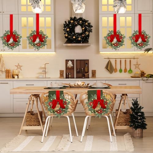 Hoteam 4 Pcs 9 Inch Mini Christmas Wreaths for Cabinets Small Xmas Wreath - Image 4
