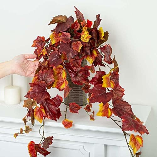 Factory Direct Craft Vibrant Grape Leaf Cascading Artificial Ivy Vine Bush Greenery - Indoor/Outdoor Tuscany Vineyard Winery Hanging Grape Leaves Plant for Home Porch or Patio Decor (39" L) - Image 4