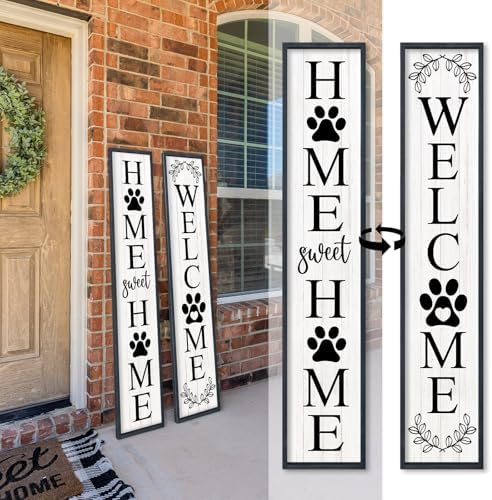 Outdoor Welcome Sign Front Porch Door Decor, 45"X9" Black by Unknown
