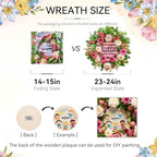 Spring Summer Wreaths for Front Door Outside, 24 Inch Peony & Rose Floral Summer Wreath with Pink Peach Farmhouse Door Decor, Spring Wreaths for Front Door, Spring Door Wreath for Front Door Outside - Image 5