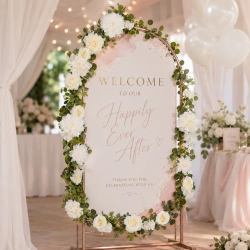 Findosom Total 12.4Ft Artificial Flowers Garlands for Decoration, White - Image 4