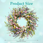 24 Inch Spring Easter Wreath for Front Door with Colorful Egg & Flower - Image 4