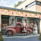 Vintage Truck Christmas Banner 16x7 Ft - Retro Santa and Snowman for 2 Car Garage Nostalgic Decor - Image 6