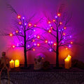 2Pack 24 Inch Halloween Spooky Tree with Lights, Lighted Tabletop Black Tree with Timer, Indoor Halloween Decorations for Home by Gralima