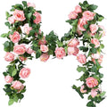 FiveSeasonStuff Amaranth Pink Artificial Rose Garlands, Four Separate Faux Flower Vines with Greenery by FiveSeasonStuff