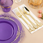 Bestluck 350PCS Clear Purple Plastic Plates for 50 Guests - Image 4