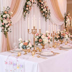 QueenDream 10FT Wildflower Floral Table Runner with Embroidery White Gauze Vintage Flower Runner for Baby Shower Garden Party Decorations 3 Packs - Image 2