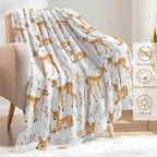 Cute Deer Fleece Blanket - Lightweight Soft Cozy Gifts Throw for Nature Lovers,Kids,Girls,Women,Sweet Animal & Floral White Blankets,Home Room Modern Art Decor 60x80in - Image 3